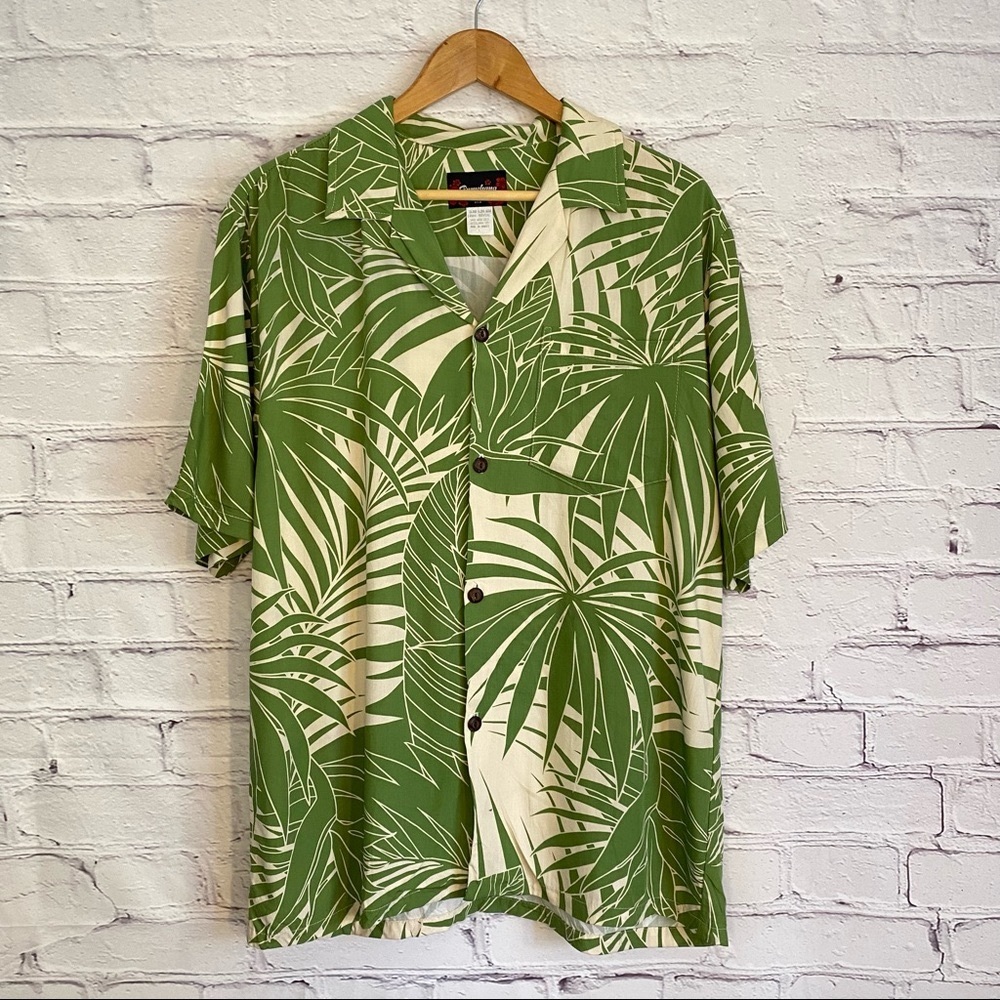 Pumehana Island Aloha Wear Men Large Shirt Hawaiian Botanical Floral Button Up